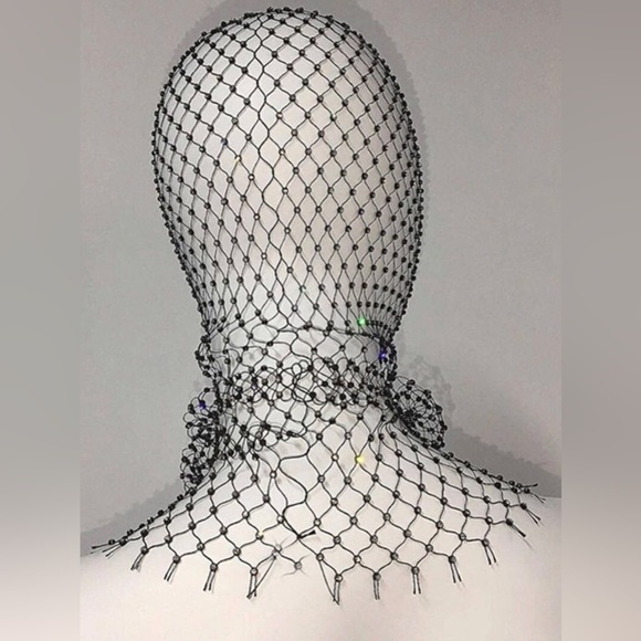 New Unique Mesh Face Mask / Headpiece Crystal Body Jewelry Veil Headscarf - Picture 10 of 16